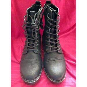 Seychelles Womens Black Combat Boots 6.5M Amy Lace-Up & Side Zipper